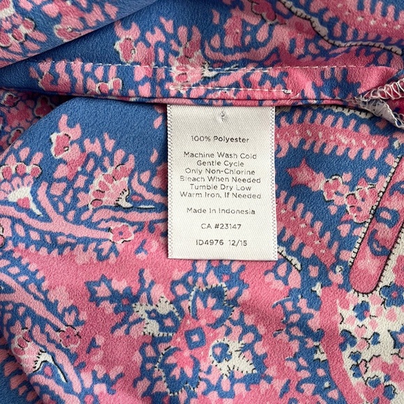 Talbots Pink Blue Floral Tunic Print Blouse size XL - Picture 10 of 12